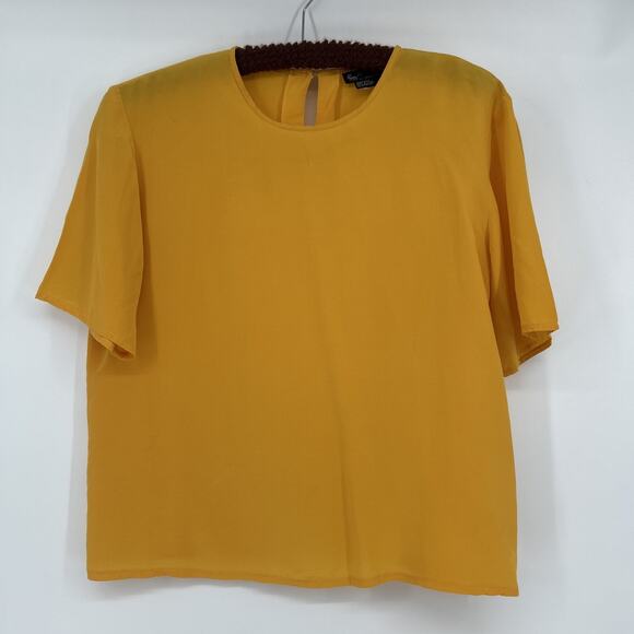 Vintage Sophisticates by Jonathan Martin Silk Top Womens Size M Yellow 90s - Picture 1 of 6